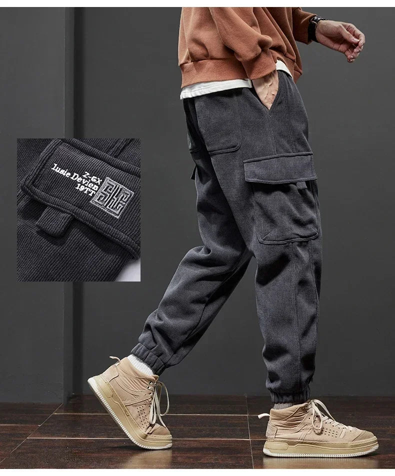 Spring Autumn New Style Elastic Waist Casual Pants for Men Stretch Straight Drawstring Harem Jogging Sports Long Pants Male.