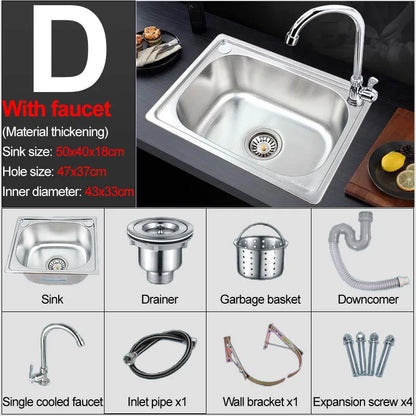 Verdickter Einzelschlitz aus Edelstahl 304 mit Halterung zum Aufhängen an der Wand, Waschbecken, Balkonbecken, Küchenwaschbecken, Waschbecken