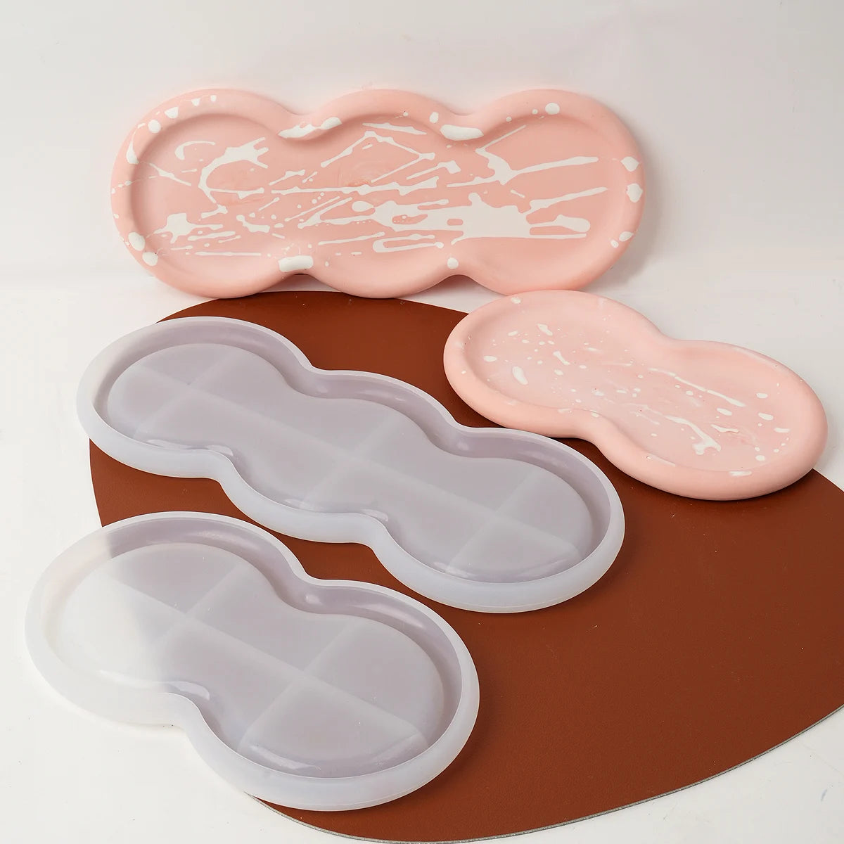 Concrete Triple Circular Tray Silicone Mold DIY Coaster Craft Making Plaster Resin Jewelry Storage Plate Casting Molds Home Deco.