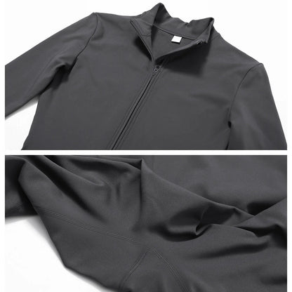 Zipper Workout Jumpsuit Sports Overalls Women Gym Clothing Running Long Sleeves Fitness Gym Tracksuit Short Sportswear Yoga Set.