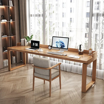 Solid wood double desk against the wall Long table Household simple modern student writing desk Study table Office computer desk