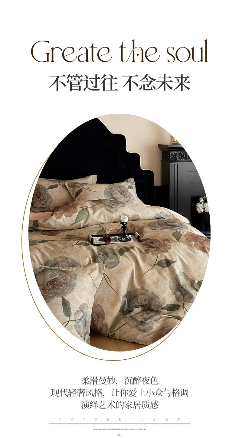 Cotton Bedding Set Luxury Soft Duvet Cover Flat Sheet Pillowcases Single Double Queen King Size Quilt Cover Set.