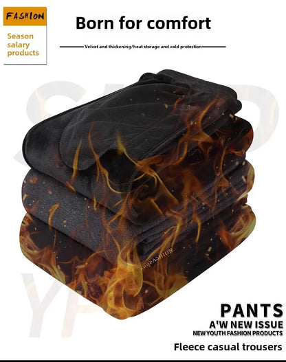 Herbst/Winter Fleece-gefütterte Herren-Hose mit Reißverschluss, warmes Fuß, Freizeithose, Übergröße, lockere Passform, gerade Bein-Jogginghose, trendig.