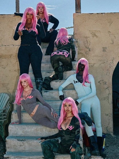 Weird Puss Letter Print 2 Piece Set Women Tracksuit Hooded Jacket+Leggings Matching Stretch Streetwear Casual Sporty Outfits