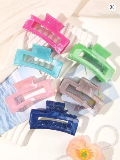 Big Hair Claw Clips Ice Cream Color 6 Pcs for Thick Hair,Square Hair Clips for Women Rectangle Nonslip Acrylic Banana Jaw Clips.