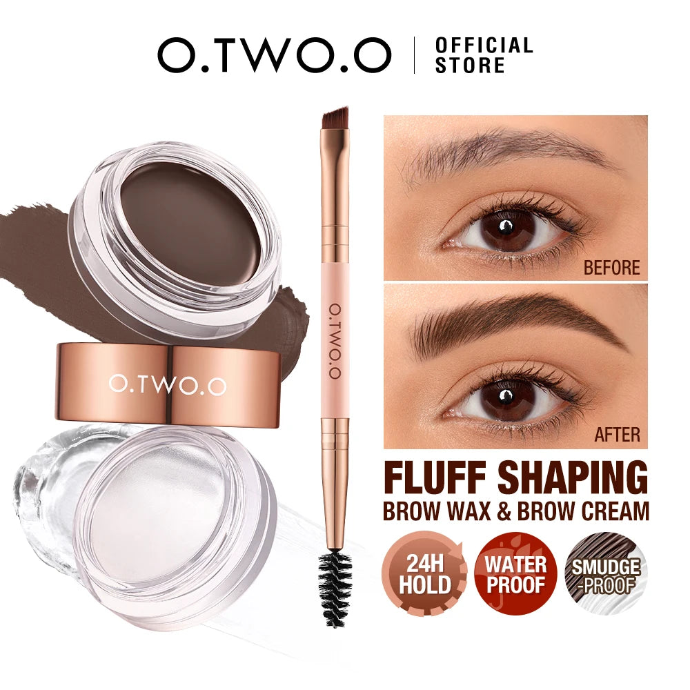 O.TWO.O Eyebrow Pomade Brow Gel Wax 2 IN 1 Waterproof Long Lasting Creamy Texture Eye Brow Tint Enhancers Cosmetics Makeup.