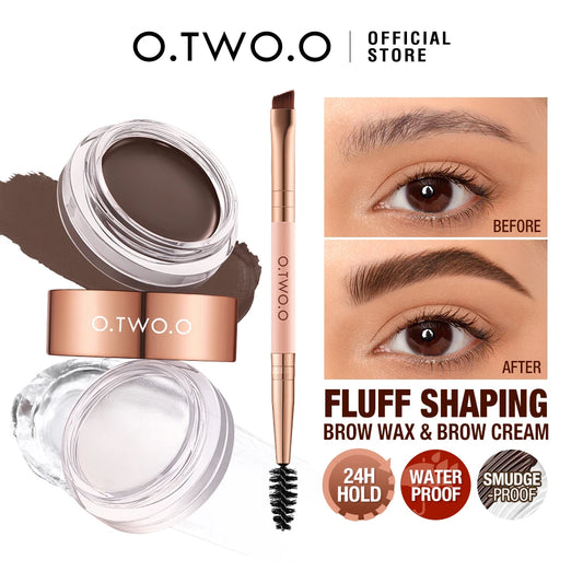 O.TWO.O Eyebrow Pomade Brow Gel Wax 2 IN 1 Waterproof Long Lasting Creamy Texture Eye Brow Tint Enhancers Cosmetics Makeup.