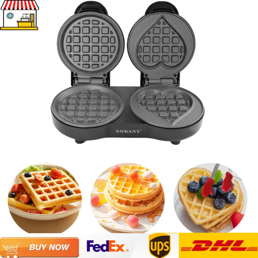 2-Slices Home Electric Waffle Maker| Non-stick Multi-function Breakfast Waffles Machine|Cooking Kitchen Appliances.