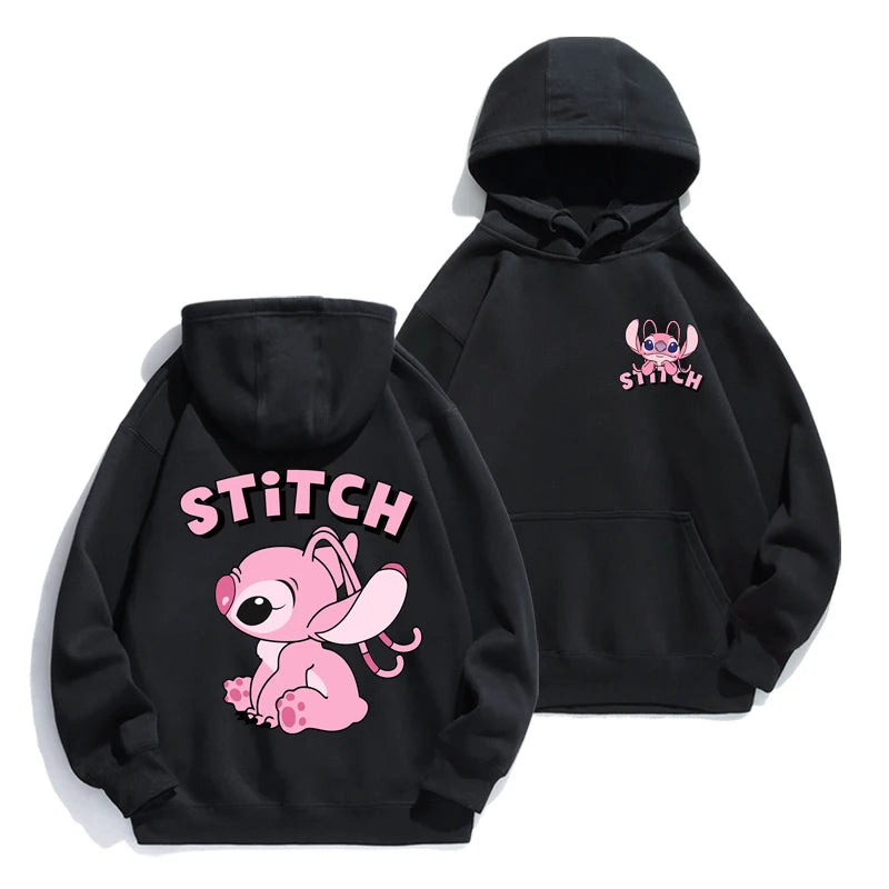 Stitch Hoodie Disney Autumn and Winter Cartoon Anime Long Sleeved Loose Fitting Clothes Couple Outfit Jacket.