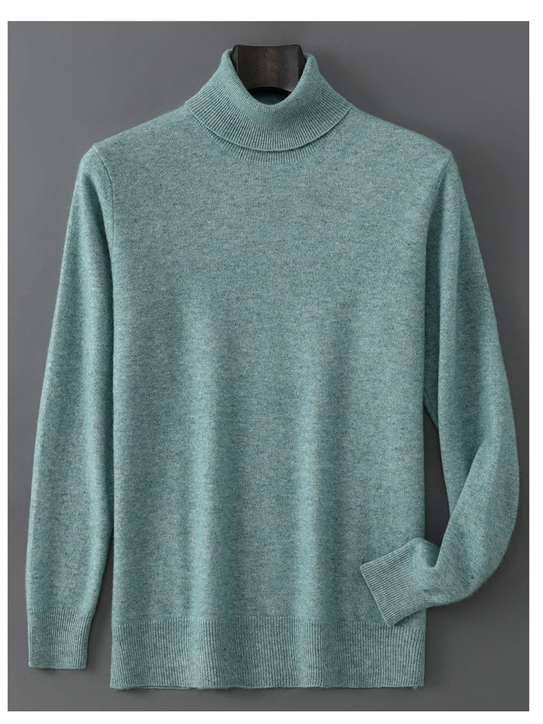 2025 Autumn/Winter High Collar Men's 100% Pure Wool Stylish Youth Loose Knitted Outerwear Flip Collar Casual Base Men's Sweaters.