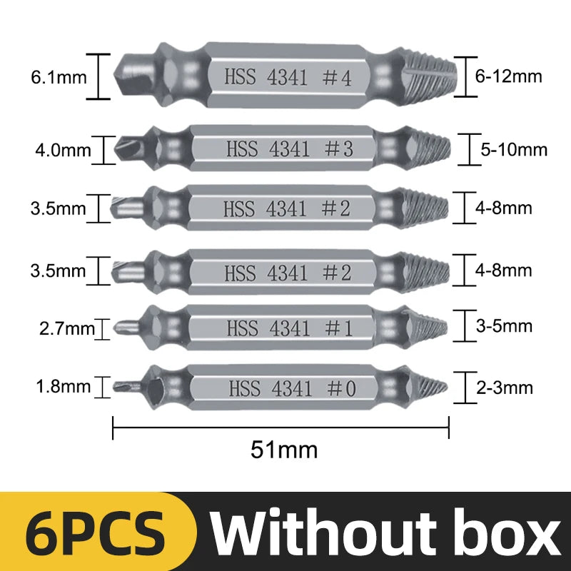 TOOLEYE Beschädigte Schraube Extractor Set Zentrum Bohrer Set Holzbearbeitung Werkzeuge Gebrochene Bolzen Extractor Schrauben Schrauben Entferner Extractor