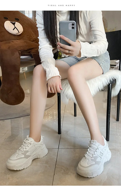 Chunky Platform Sneakers for Women Autumn New Fashion Thick Sole Vulcanized Shoes Woman Casual Non Slip Breathable Sports Shoes.