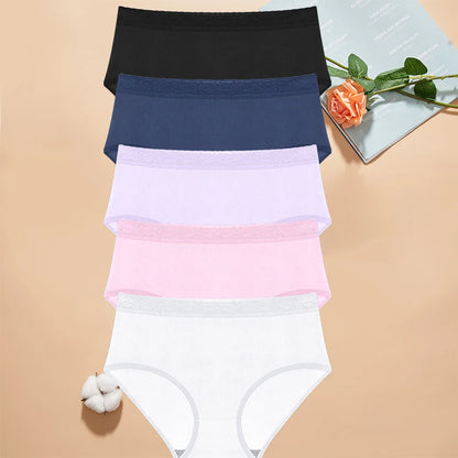 5Pcs Sexy Ice Silk Briefs Large Size Underwear 0XL-4XL Panty Women's Seamless Underwears 8 Solid Color Breathable Underpants