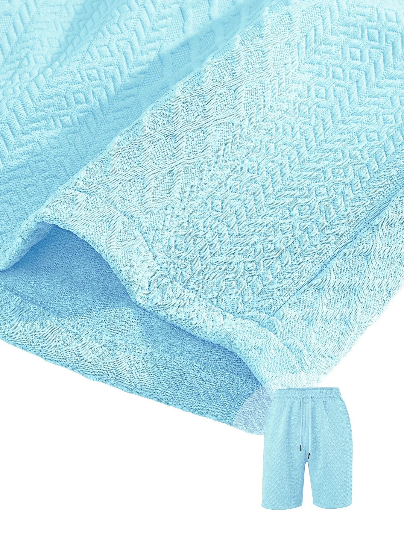 2025 Summer New Men's Casual Sportswear Polo Shirt With A Lapel, Men's Short-sleeved Shirt And Shorts, Jacquard Texture Suit.