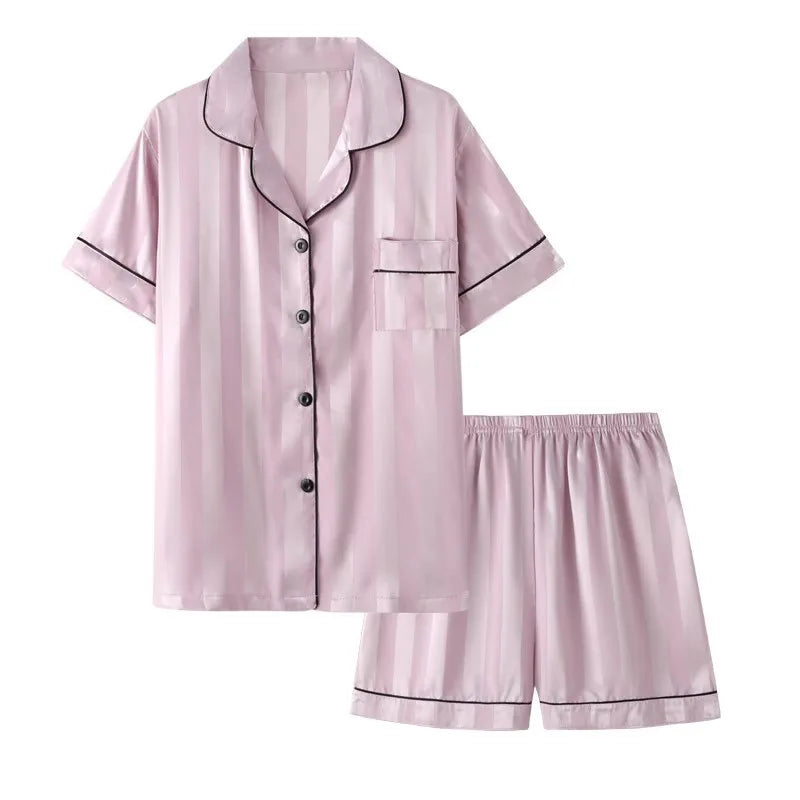 Women's New Arrival Summer Lightweight Short-Sleeved Pajamas Summer Imitation Silk Homewear Set Women's Summer Clothing.