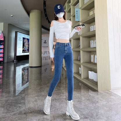 Y2k Women's Jeans Elastic Slim Fashion Pencil Pants Streetwear Jean Female Clothing Vintage Skinny Jeans Stretch Denim Trousers.