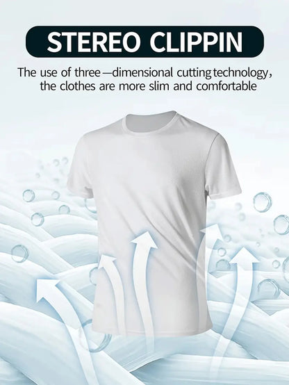 Round Neck T-Shirt 4-Pack White Ultra-Light Men's Quick Drying Breathable Sweat-Absorbent Shirt Suitable for Fitness Gym and Run.