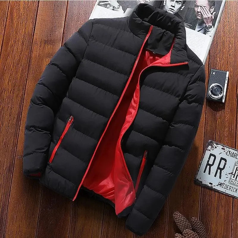 Men's thick cotton sportswear stand collar open collar outdoor casual jacket warm clothing autumn and winter jacket.