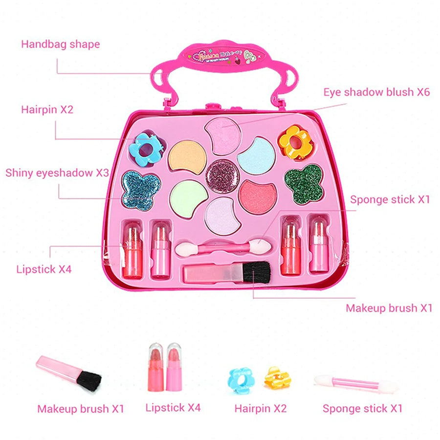 Princess Make Up Box Play House Toy Girls, Eye Shadow Makeup Cosmetics Handbag, Birthday Christmas Gift for Kids Party Cosplay.