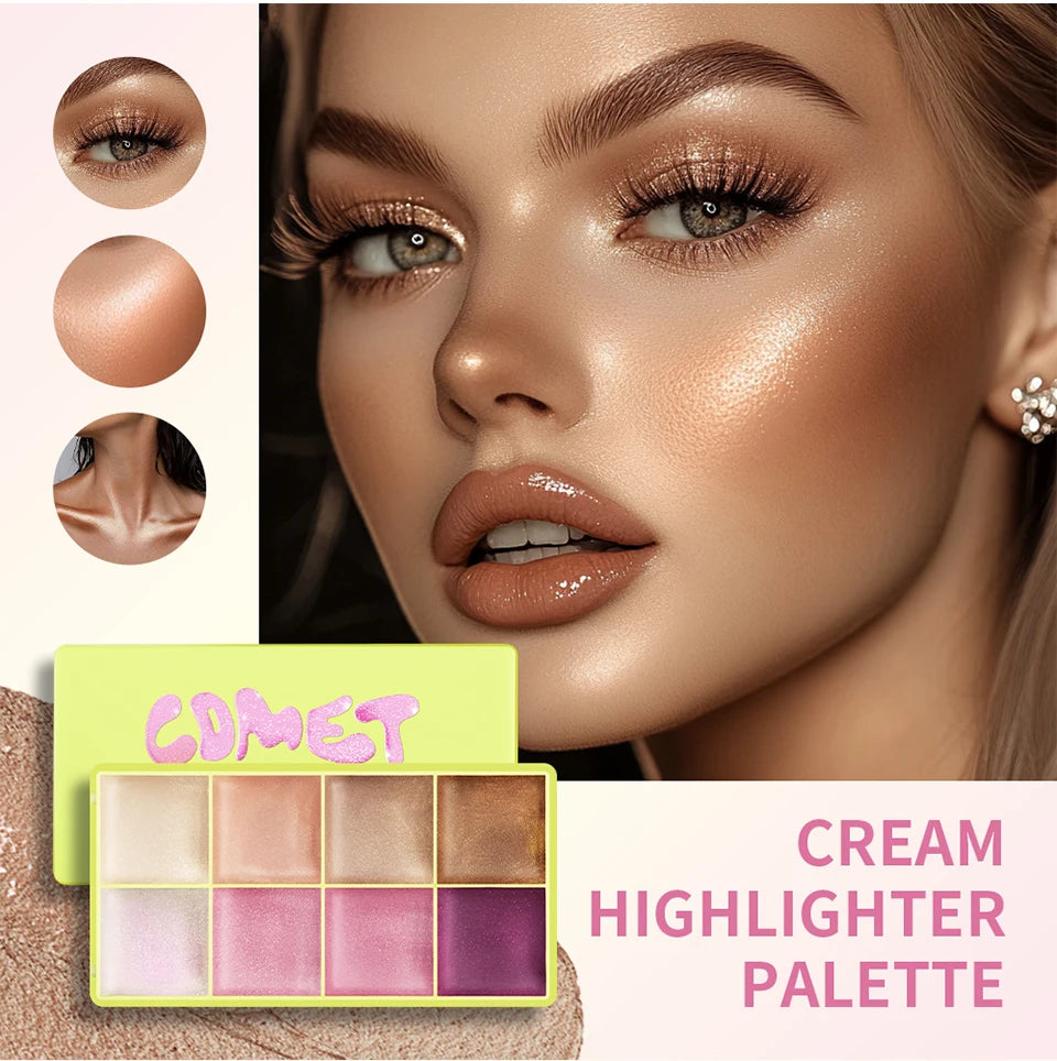 Curve Case Cream Eyebrow Cream Blush Highlighter Palette Matte Shimmer Finishes Shadow Tones Long-Lasting Cosmetics.