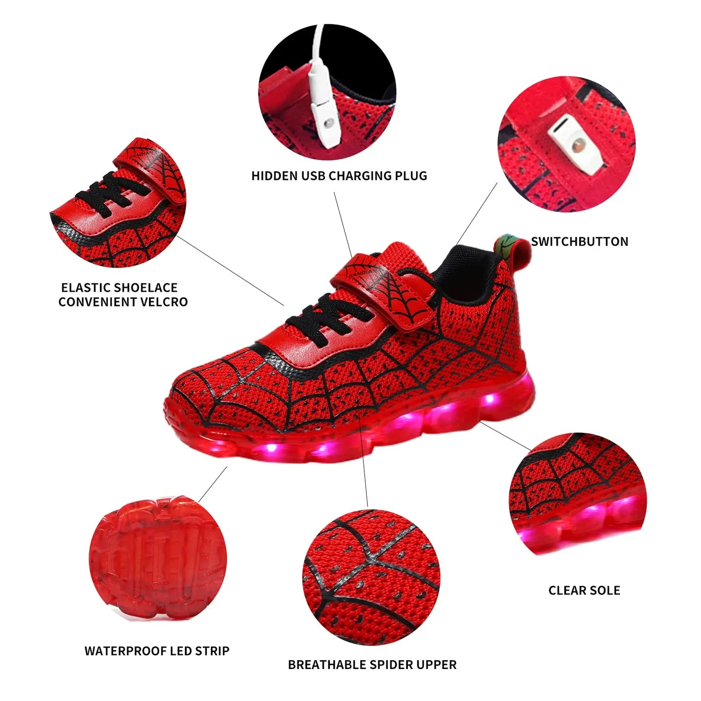 YUNICUS Breathable Sports Children'S Shoes Boys Leisure Sports Led Marquee Light Shoes Sneakers Boys Usb Charging Light Shoes.