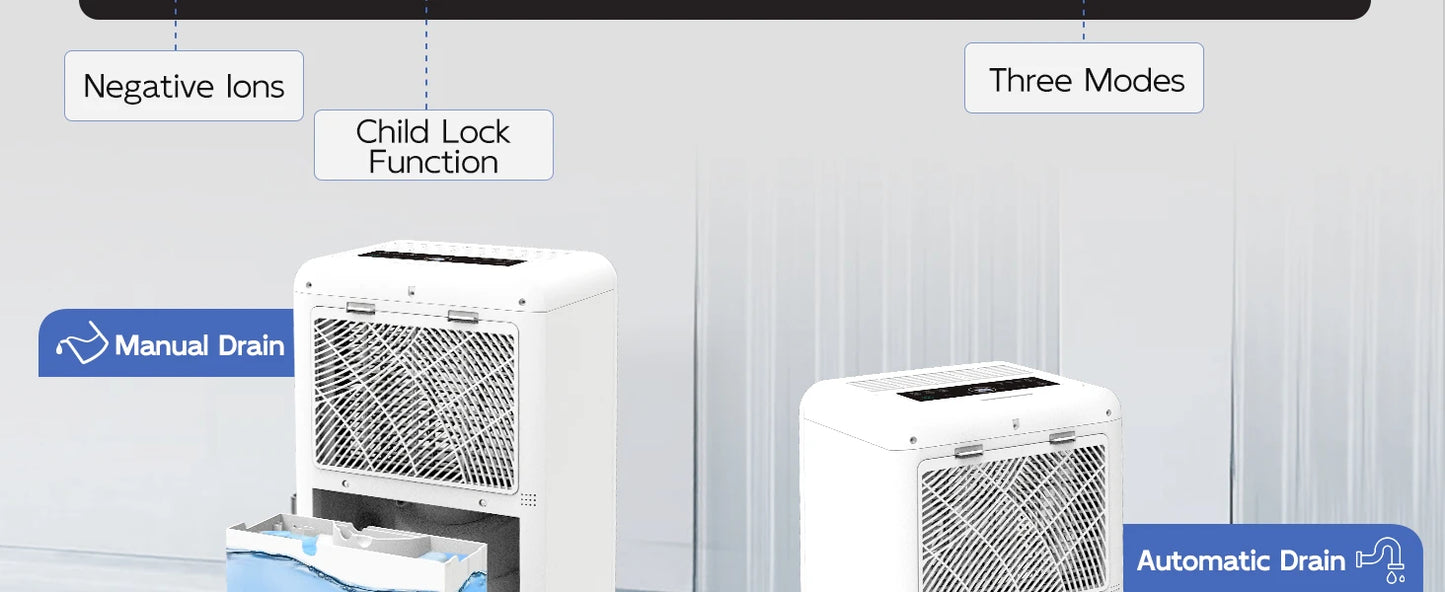 HUMSURE Electric Dehumidifier 25L/24H, Dehumidifier Basement Rooms with 5.5 Litre Water Tank, Timer, Automatic Defrosting.