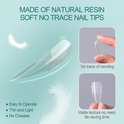 Nailpop 120pcs Acrylic Nails Fake Capsule Short Almond Coffin Square Artificial Nail Extension Soft Gel Tips Accessories Tools.