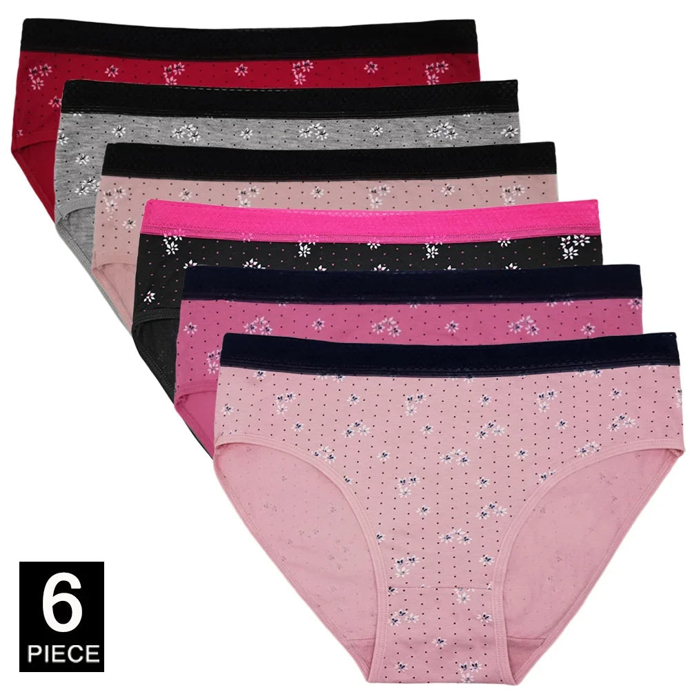 Cotton Underwear Women Panties Plus Size Briefs Female Knickers Lady Lingerie High Waist Wide Belt Underpants 6 Pieces/Lot.