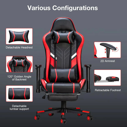 GC-RC03 Massage-Gaming-Stuhl, 7-Punkt-Sitzhöhe, ergonomischer Bürostuhl mit Fußstütze und Lordosenstütze für das Heimbüro