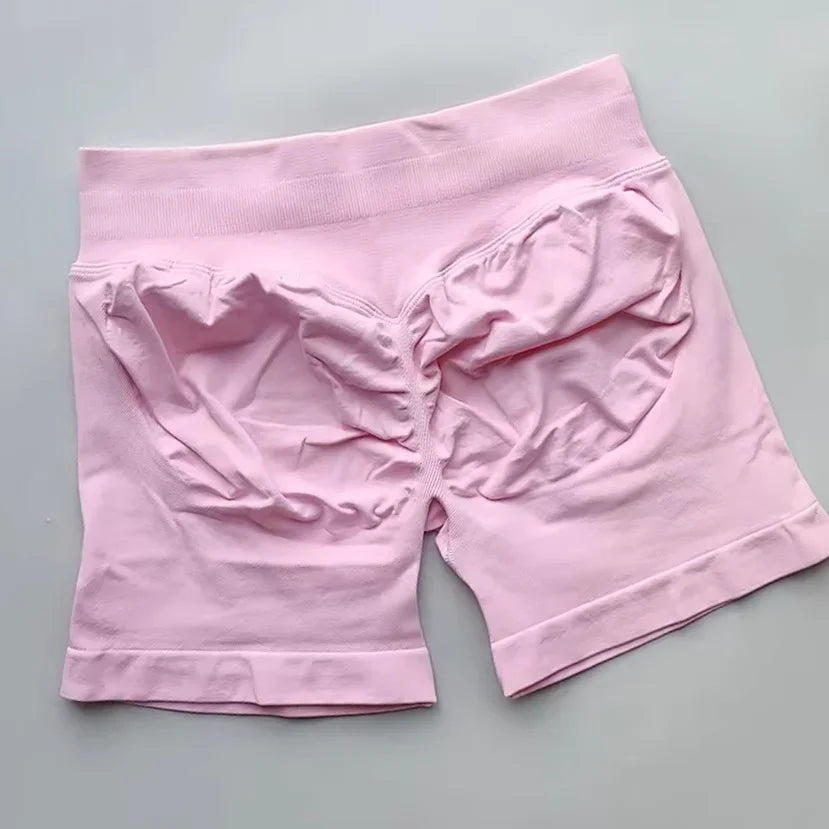 WOMEN SPORTS Impact Shorts Low Ribbed Waist Seamless Scrunch Bum Workout Gym Shorts Booty Hight Stretch Running Shorts