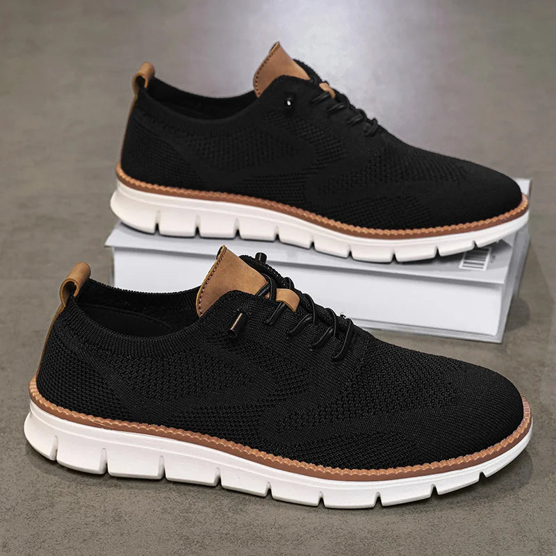 Herren-Freizeitschuhe, klassische, atmungsaktive Brogue-Flats, dämpfende Farbblock-Design-Kleiderschuhe, vielseitige Turnschuhe, leicht