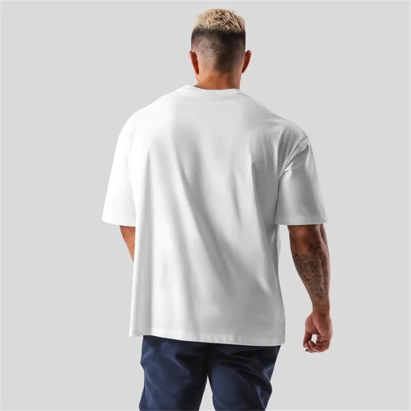 ONE POINT LYFT Print Big T Shirt Men Running Sport Gym Fitness Training Oversized 100% Cotton T-shirt Mens Bodybuilding Tee Tops.