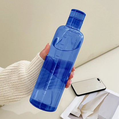 Transparent Plastic Water Bottle with Time Scale Large Capacity Leakproof Drink Bottle Drop-resistant Drink Cup For Sport Travel.