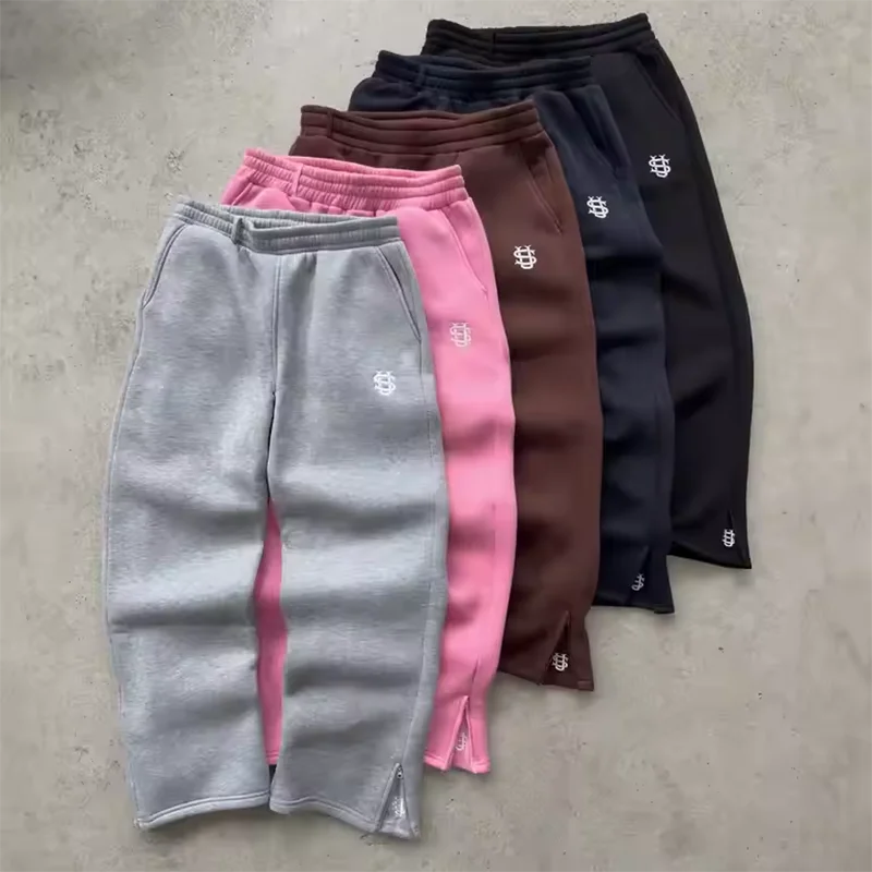 Streetwear Hoodie Sets Mens Y2K Straight Sweatpants Fashion Embroidery Logo Suits Casual High Street Couple Training Suit.