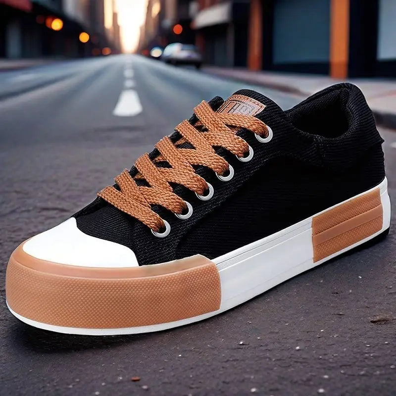 Men Canvas Shoes Casual Lace Up Sneakers Summer Fashion Breathable Vulcanize Shoes Rubber Flats Outdoor Autumn Casual Man Shoes.