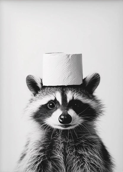 Highland Cow Otter Cat  Raccoon with Toilet Paper Poster Print Canvas Painting Bathroom Wall Art Funny Toilet Humor Home Decor