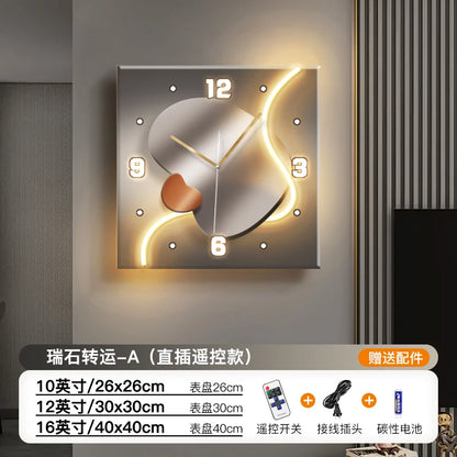 Stein zu laufen Wanduhr Wohnzimmer moderne Licht Luxus Dekoration Uhr hängen Wand leuchte High-End-Sinn Restaurant Uhr