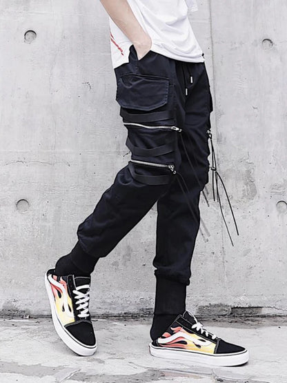 Men's Sets Black Hoodies+Pants Punk Graphic Zipper Hooded Sweatshirts Cargo Pant Men Oversized Loose Streetwear Suits.