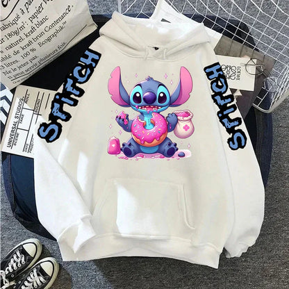 Luxury Brand Women's Hoodies Disney Lilo & Stitch Harajuku Jackets Japanese Fashion Winter Sweaters Women's Warm Sweatshirts.