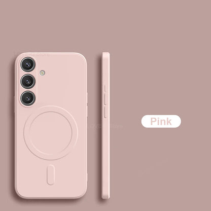 For Magsafe Magnetic Wireless Charge Case For Samsung Galaxy S25 S24 S23 Ultra Plus FE S25Ultra Soft Cases Liquid Silicone Cover.