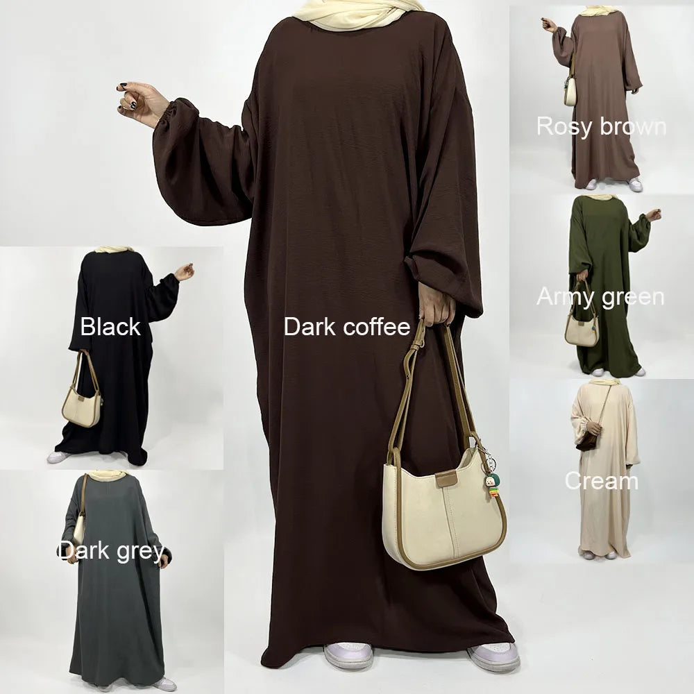 Straight Cut Crepe Abaya with Pockets Modest Elastic Cuff Loose Fitting Ramadan Islamic Dubai Luxury Muslim Women Kaftan Dress.