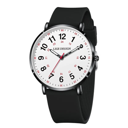 LIGE Fashion Elegant Watches for Woman Ladies Candy Color Silicone Casual Luminous Waterproof Dress Quartz Women's Wristwatches