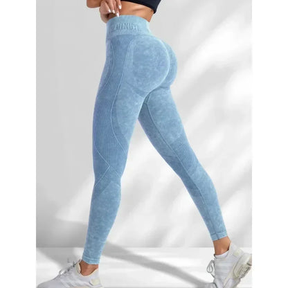 Women Seamless Gym High Waist Yoga Pants Hip Lifting Outdoor Sports Tight Waist Letter Sand Washed Pants Exercise Yoga Leggings.