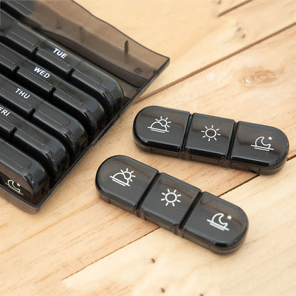 Weekly 6/7/8/10/21 Grids Pill Box Medicine Organizer Black Plastic Storage Box Container Portable Pill Case