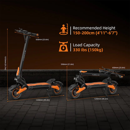 Kugoo LX10+ Electric Scooter 2*1400W Motor 60V 20.8Ah Battery 10 inch Tires 72km/h Max Speed 90km Range Hydraulic Disc Brakes.