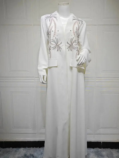 Ramadan Eid Kebaya White Muslim Modest Kimono Women Clothing Abaya Damen Dubai Luxury Islam Kaftan Robe Longue Femme Musulman.