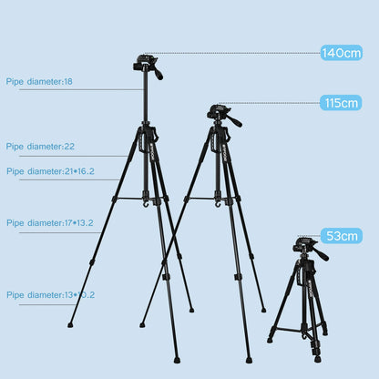 Phone Travel Self Tripod  Aluminum Tall 55” 140CM Stand With Quick Plates Mount Pan Head For Canon Nikon DSLR SLR Digital Camera.