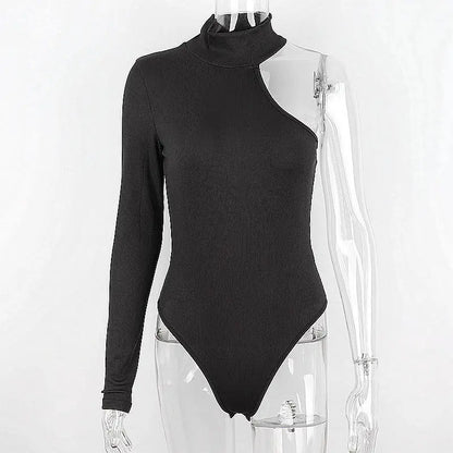 WhereMery Französischer Damen-Overall, sexy, schulterfrei, klein, Stehkragen, langärmelig, Frühling, heißes Mädchen, schlankmachend, unregelmäßig, schick, T-Shirts