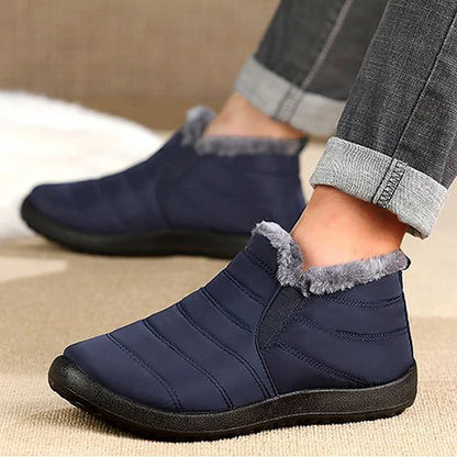 Snow Waterproof Boots Men Platform Shoes For Men Slip On Warm Fur Ankle Boots Men's Winter Shoes Plush Footwear Work Shoes.