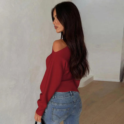 Women Casual Top Fashion Slim Slit Long Sleeve Pullover Top Sexy Strapless Pleated New Party Looks Top Female Streetwear